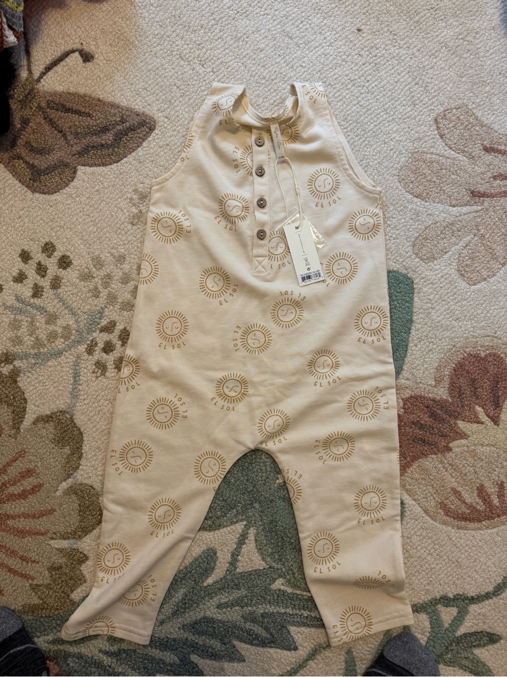 NWT Unisex Sun Print Sleeveless Romper - Neutral Beige by Rylee and Cru